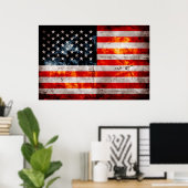 風化したヴィンテージ米国国旗 ポスター (ホームオフィス)