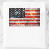 風化したヴィンテージ米国国旗 長方形シール (バッグ)