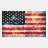 風化したヴィンテージ米国国旗 長方形シール (正面)