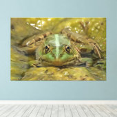 風化した川底に偽装されたグリーンカエル キャンバスプリント (インサイチュ (ウッドフロア))