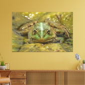 風化した川底に偽装されたグリーンカエル キャンバスプリント (インサイチュ (リビング))