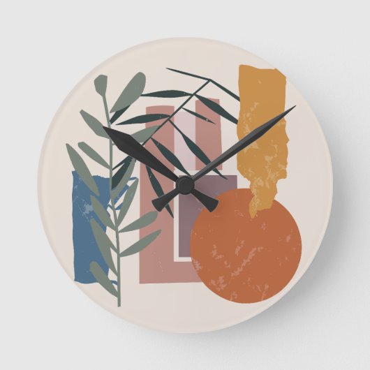 風化した形と茎 ラウンド壁時計 (正面)