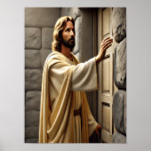 風化した扉に立つイエス ポスター (正面)