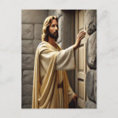 風化した扉に立つイエス ポストカード (正面)