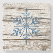 風化した木のテクスチャーにフェイク青い氷結晶 ストーンコースター (正面)