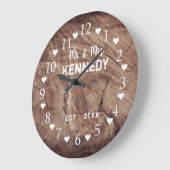 風化した木のミセス・カントリー・ウェディング ラージ壁時計 (傾斜)