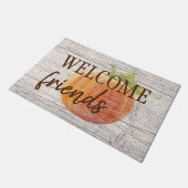 風化した木の板にカボチャを歓迎 ドアマット (アングル)