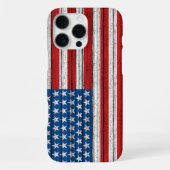 風化した木の板の模様にアメリカ国旗 iPhoneケース (裏面)