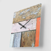 風化した木の板 スクエア壁時計 (傾斜)