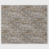 風化した木の白い雪の結晶メリークリスマス ラッピングペーパー (フラット)