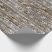 風化した木の白い雪の結晶メリークリスマス ラッピングペーパー (角)