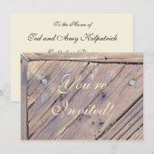 風化した木の粗いテクスチャーのデッキ 招待状 (正面/裏面)