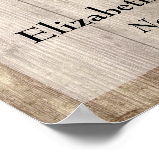 風化した木材とライト結婚のウェルカムサイン ポスター (角)