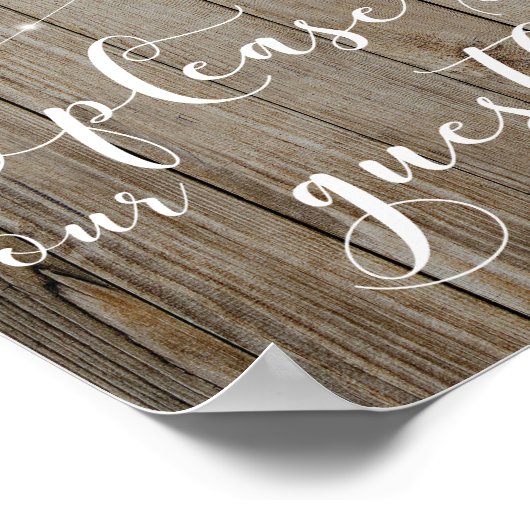 風化した木製のライトが私たちのゲストブックのサインに署名 ポスター (角)