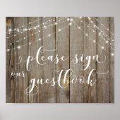 風化した木製のライトが私たちのゲストブックのサインに署名 ポスター (正面)