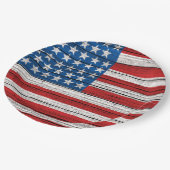 風化した木製の厚板の模様のアメリカ国旗 ペーパープレート (アングル)