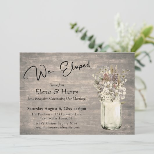 風化した板にワイルドフラワーズ 私たちはこっそりと逃げた 招待状 (スタンド正面)