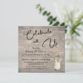 風化した板に　野生の花　私たちと一緒に祝おう 招待状 (スタンド正面)