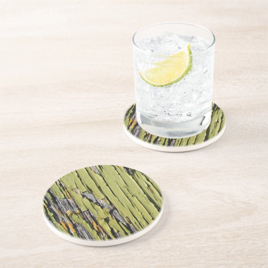 風化した納絵を描屋の木の皮を剥く緑 コースター (側面)