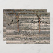 風化した結婚木材 招待状 (正面/裏面)