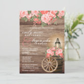 風化した美しい木樽と珊瑚の花 招待状 (スタンド正面)