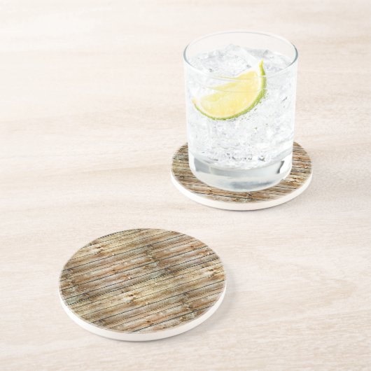 風化した茶色の木の板のシームレスなパターン コースター (側面)