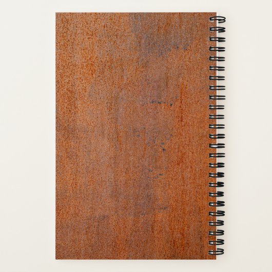 風化した錆びた鋼の丸みを帯びたモダンなタイポグラフィ ノートブック (裏面)