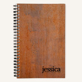 風化した錆びた鋼の丸みを帯びたモダンなタイポグラフィ ノートブック (正面)