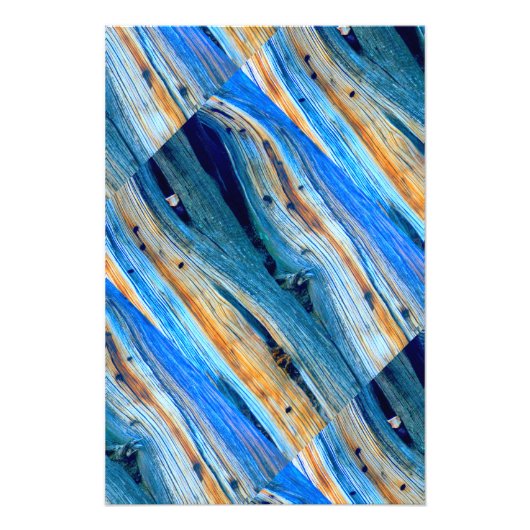 風化した青いバーンドボード フォトプリント            (正面)