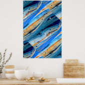 風化した青いバーンドボード ポスター (キッチン)