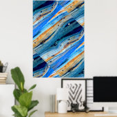 風化した青いバーンドボード ポスター (ホームオフィス)