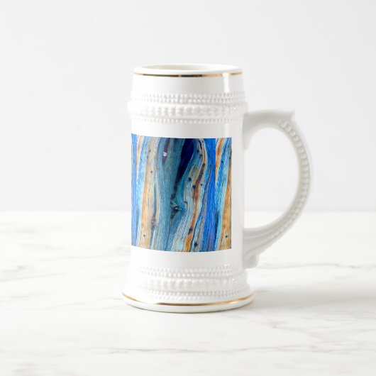 風化した青い木板 ビールジョッキ (右)