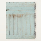 風化した青い納屋の板のビーズと羽毛 プランナー手帳 (裏面)