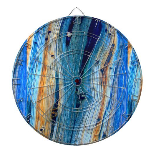 風化した青い納屋の板 ダーツボード (正面)