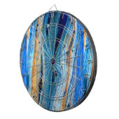 風化した青い納屋の板 ダーツボード (正面右)