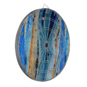 風化した青い納屋の板 ダーツボード (正面左)