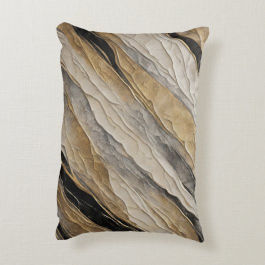 風化した黒と金ゴールド ストライプ アクセントクッション (裏面(縦))