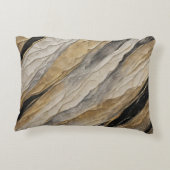 風化した黒と金ゴールド ストライプ アクセントクッション (裏面)