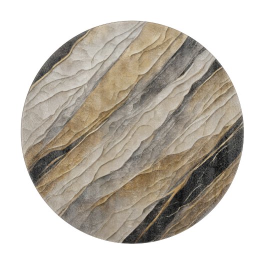 風化した黒と金ゴールド ストライプ カッティングボード (正面)