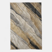 風化した黒と金ゴールド ストライプ キッチンタオル (縦)