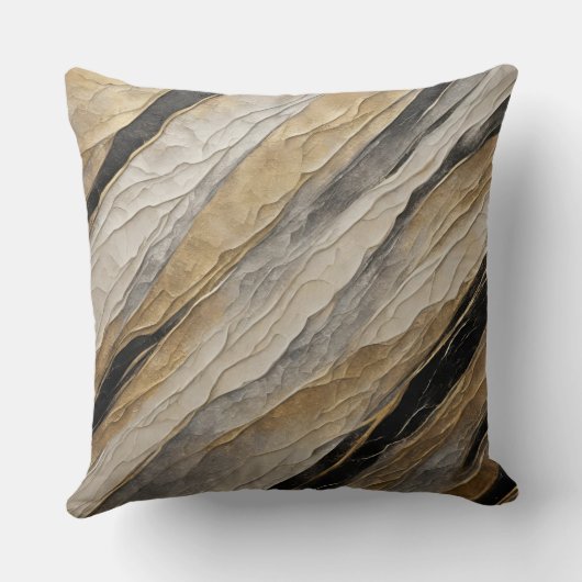 風化した黒と金ゴールド ストライプ クッション (裏面)