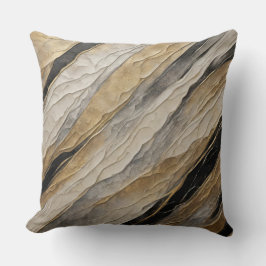 風化した黒と金ゴールド ストライプ クッション