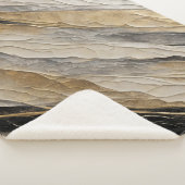 風化した黒と金ゴールド ストライプ シェルパブランケット (3/4)