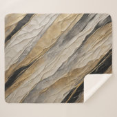 風化した黒と金ゴールド ストライプ シェルパブランケット (正面(横))