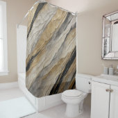 風化した黒と金ゴールド ストライプ シャワーカーテン (インサイチュ)