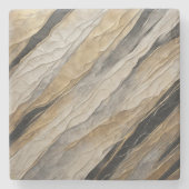 風化した黒と金ゴールド ストライプ ストーンコースター (正面)