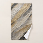 風化した黒と金ゴールド ストライプ バスタオルセット (ハンドタオル)