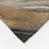 風化した黒と金ゴールド ストライプ フリースブランケット (角)