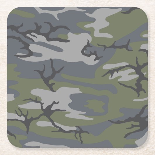 風化アウトクロップ迷彩柄 スクエアペーパーコースター (正面)