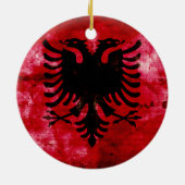風化アルバニア国旗 セラミックオーナメント (裏面)